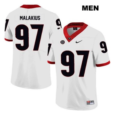 Men's Georgia Bulldogs NCAA #97 Tyler Malakius Nike Stitched White Legend Authentic College Football Jersey TRX0854PV